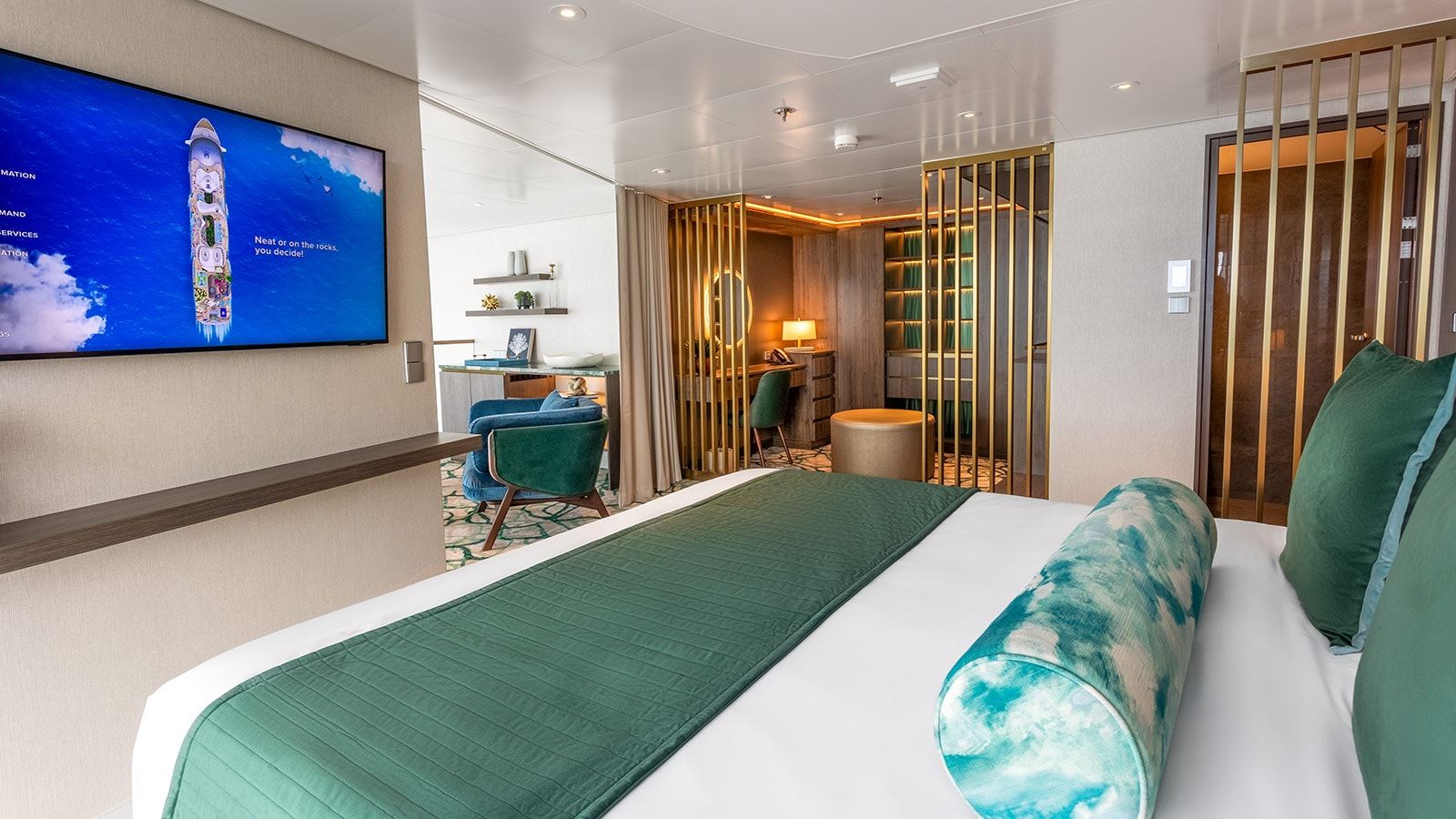 Icon of the Seas Royal Loft Suite (RL) bedroom, photo 2 of 4