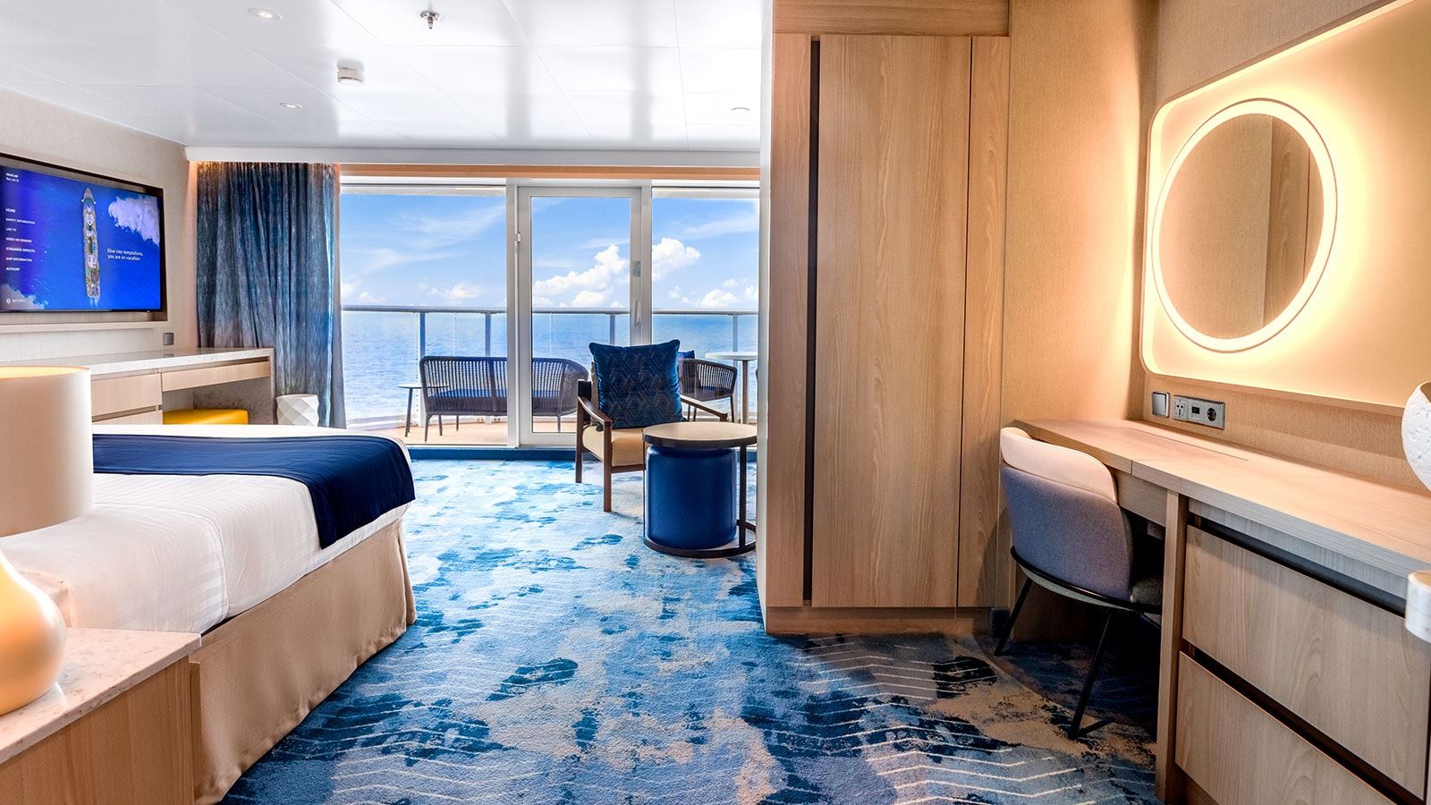 Icon of the Seas Sunset Suite (SS) bedroom, photo 1 of 5