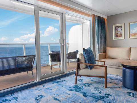 Icon of the Seas Sunset Suite (SS) living area