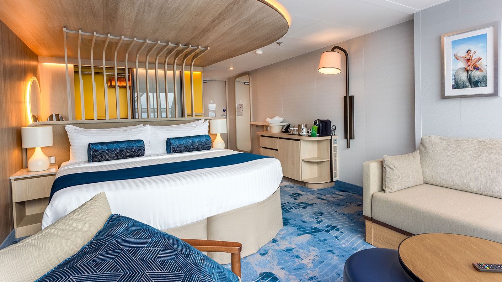 Icon of the Seas Ocean View Panoramic Suite (No Balcony) (VP) bedroom, photo 3 of 3