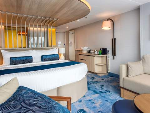 Icon of the Seas Ocean View Panoramic Suite (No Balcony) (VP) bedroom, photo 3 of 3