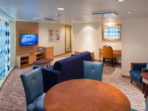 Jewel of the Seas Ocean View Suite - 2 Bedroom (No Balcony) (VT) living area, photo 1 of 2