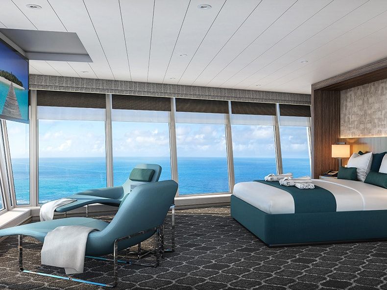 Oasis of the Seas Ultimate Panoramic Suite (UP) bedroom, photo 1 of 3