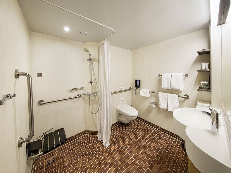 Spectrum of the Seas Connecting Ocean View Balcony (CB) bathroom