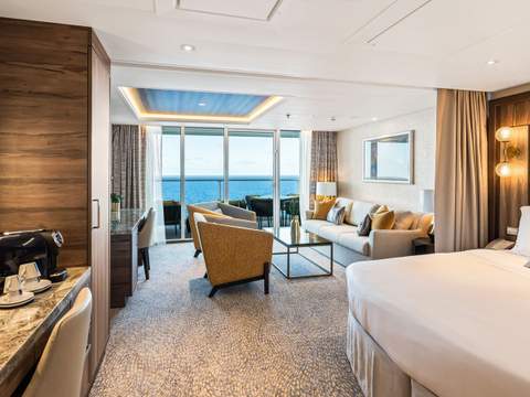 Utopia of the Seas Grand Suite - 1 Bedroom (GS) bedroom, photo 1 of 5 Utopia of the Seas Grand Suite - 1 Bedroom (GS) bedroom, photo 1 of 5
