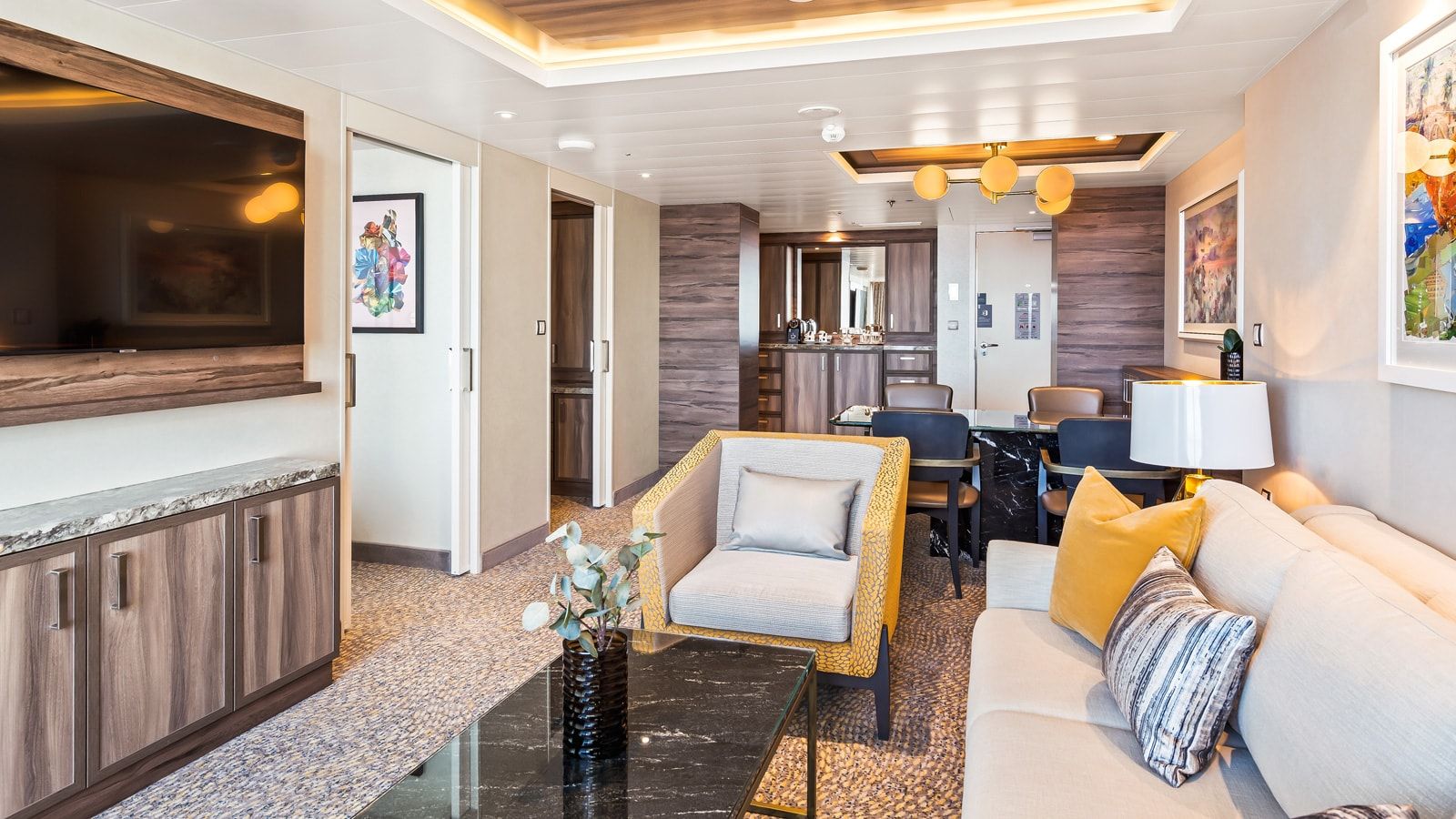 Utopia of the Seas Owner's Suite - 1 Bedroom (OS) living area, photo 2 of 4