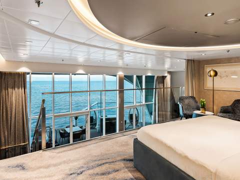 Utopia of the Seas Royal Loft Suite (RL) bedroom, photo 1 of 4 Utopia of the Seas Royal Loft Suite (RL) bedroom, photo 1 of 4