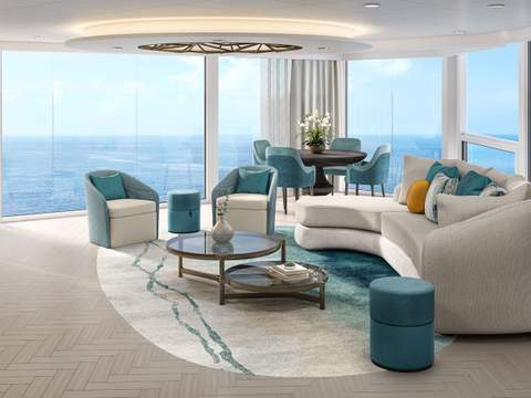 Utopia of the Seas Solarium Suite (SO) living area, photo 1 of 3