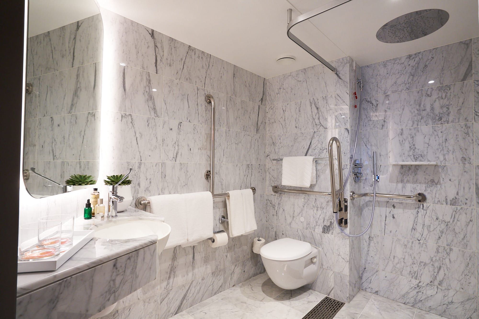 Virgin Voyages Seriously Suite - Accessible (SS) bathroom, photo 1 of 5