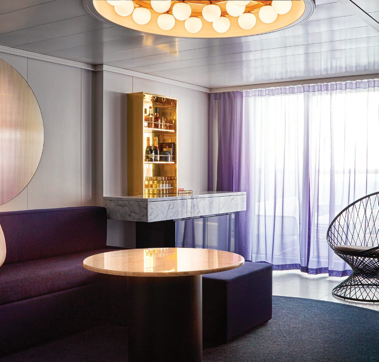 Virgin Voyages Fab Suite (SF) living area