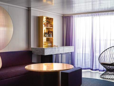 Virgin Voyages Fab Suite (SF) living area