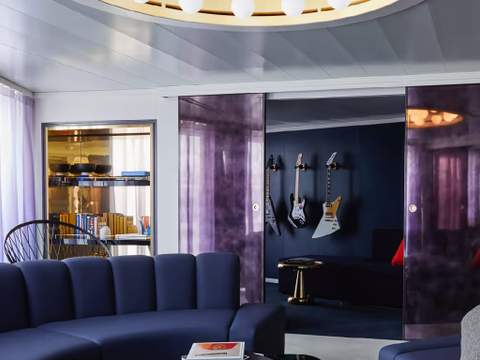 Virgin Voyages Massive Suite (SM) living area