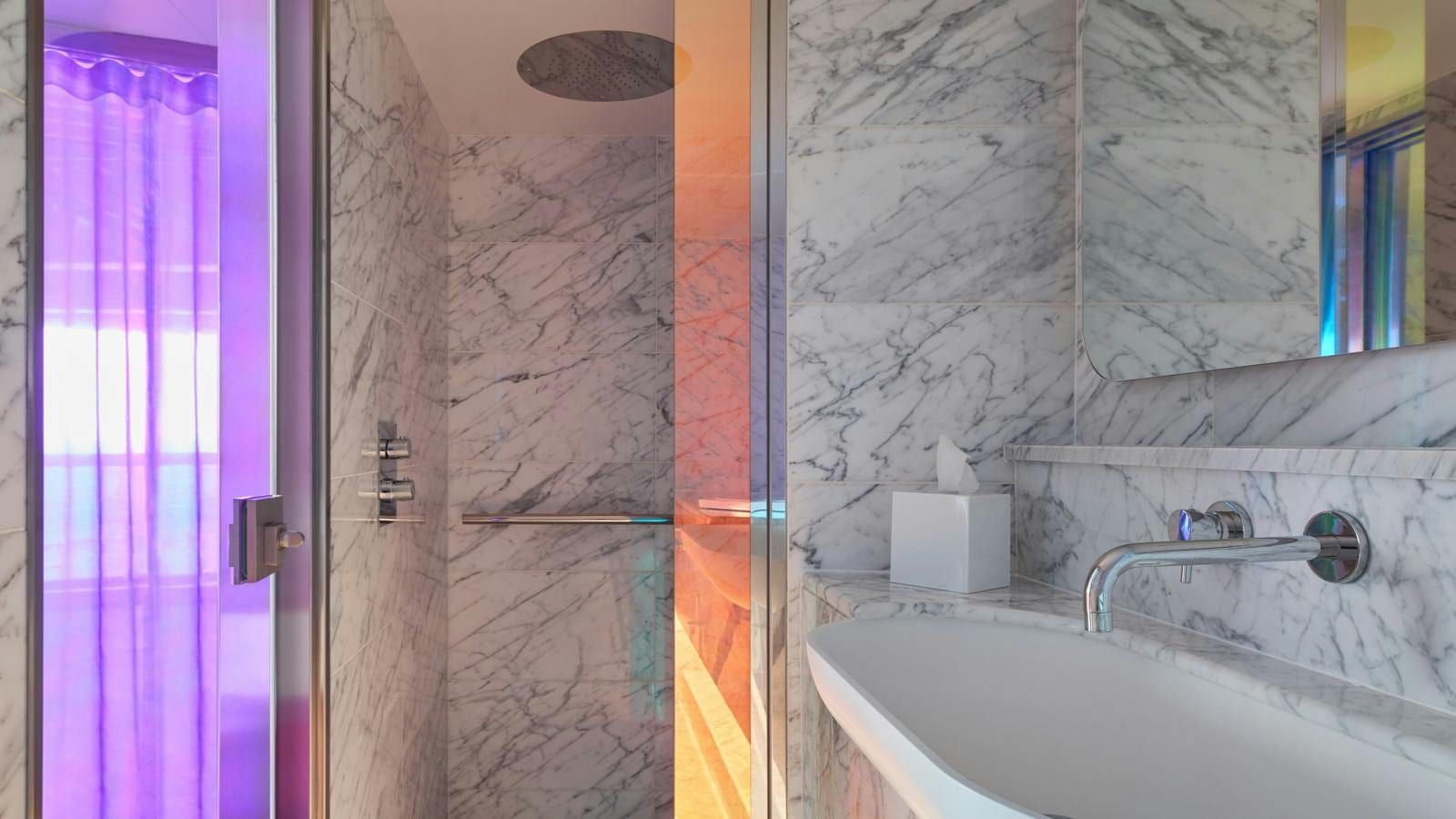 Virgin Voyages Cheeky Corner Suite - Even Bigger Terrace (SCE) bathroom, photo 1 of 2