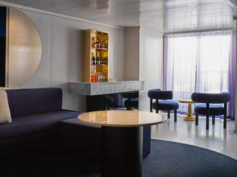 Virgin Voyages Posh Suite (SP) living area
