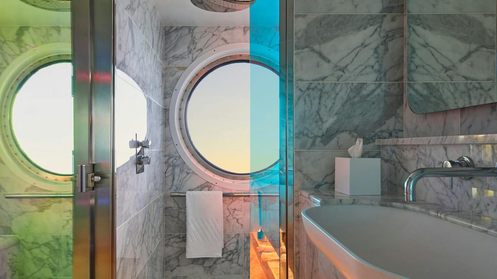 Virgin Voyages Sweet Aft Suite - Biggest Terrace (SAB) bathroom, photo 1 of 2