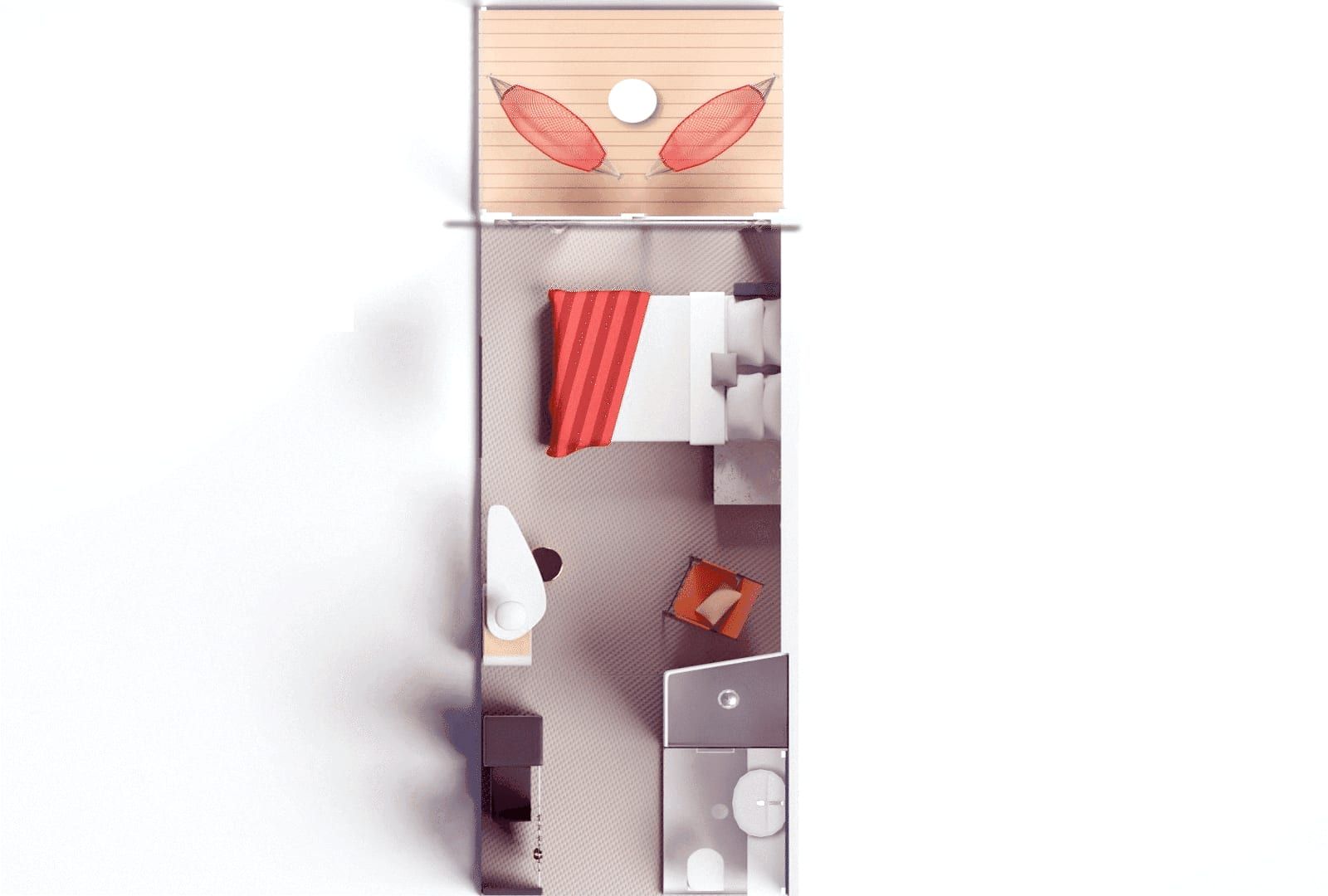 Virgin Voyages Sea Terrace – (Slightly) Smaller Balcony (TS) floor plan