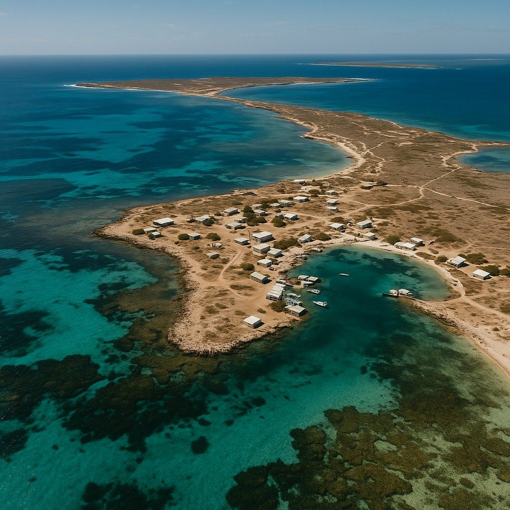 Abrolhos Islands, Australia Cruise Port - overhead view of the Abrolhos Isl itinerary stop located in the South Pacific - Australia cruising region