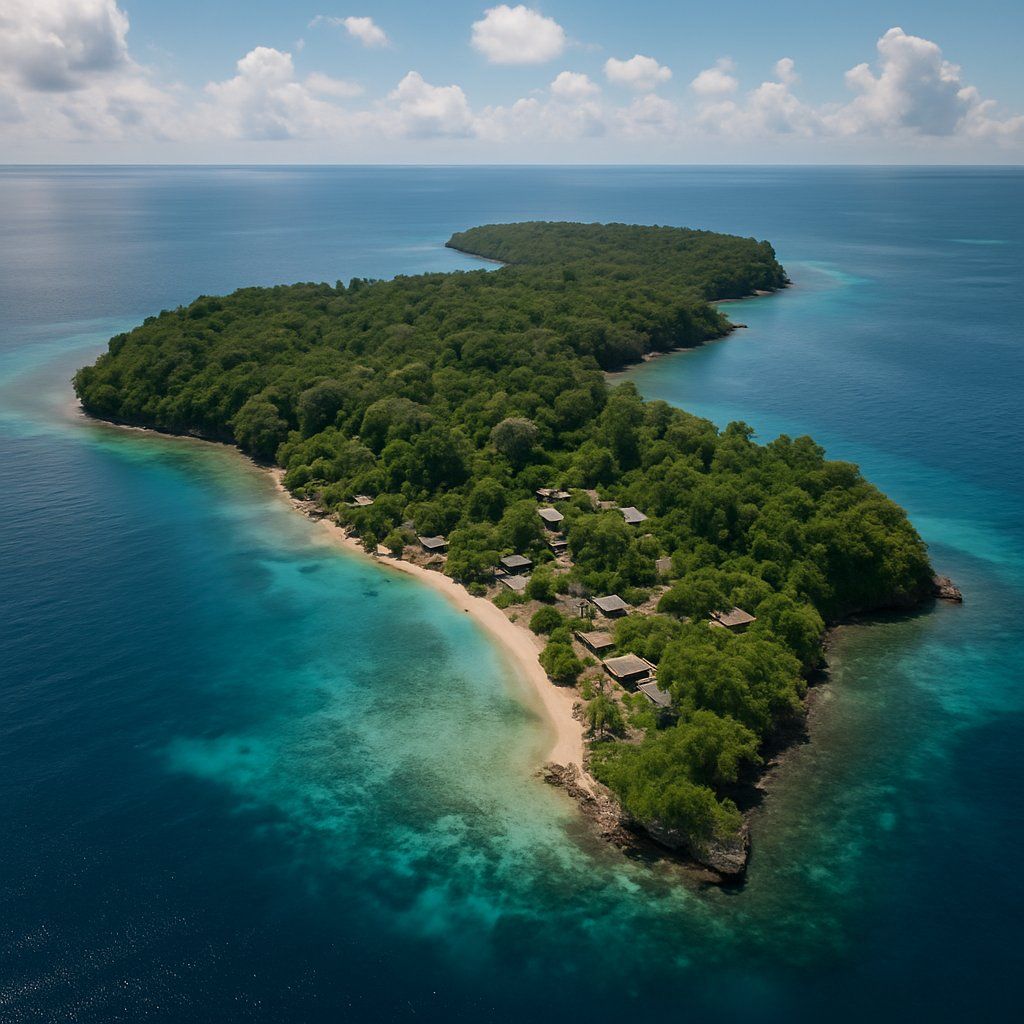 Aiduma, Papua New Guinea Cruise Port - overhead view of the Aiduma itinerary stop located in the South Pacific - Australia cruising region