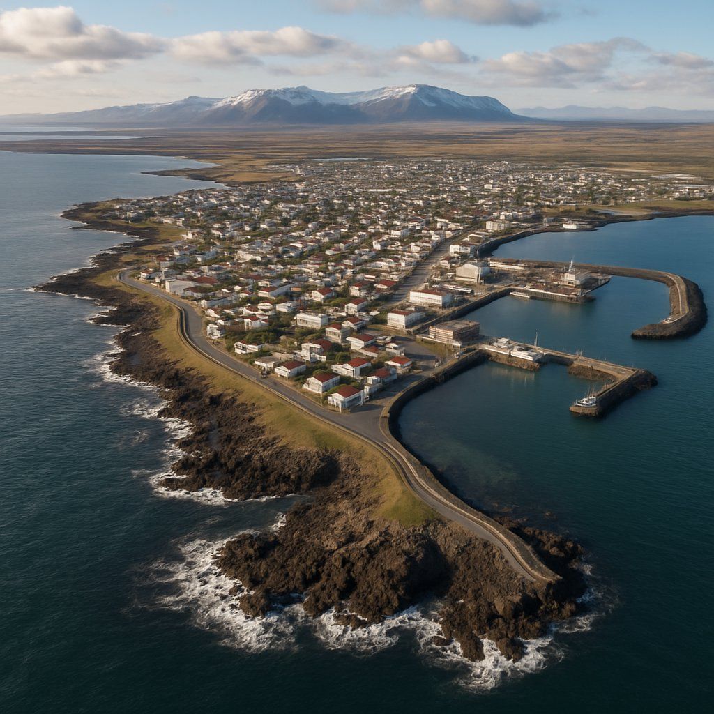 Akranes Iceland Cruise Port - overhead view of the Akranes itinerary stop located in the Polar Regions cruising region