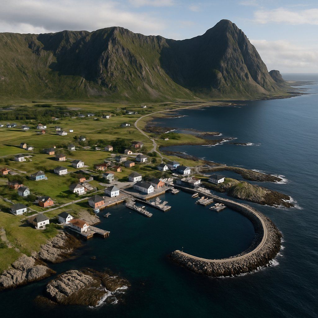 Andoya Island, Norway Cruise Port - overhead view of the Andoya Island itinerary stop located in the Europe - Northern Europe cruising region