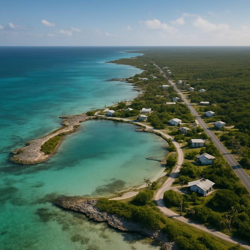 Andros Island, Bahamas Cruise Port - overhead view of the Andros Island itinerary stop located in the Caribbean - Bahamas cruising region