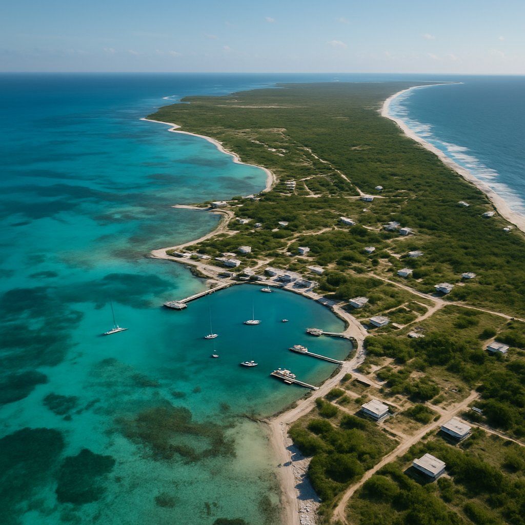 Anegada Island, B.v.i. Cruise Port - overhead view of the Anegada Island itinerary stop located in the Caribbean - Eastern cruising region
