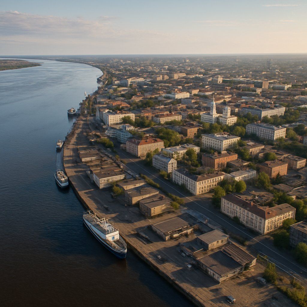 Arkhangelsk (Archangel), Russian Federation Cruise Port - overhead view of the Arkhangelsk itinerary stop located in the Europe - Northern Europe cruising region