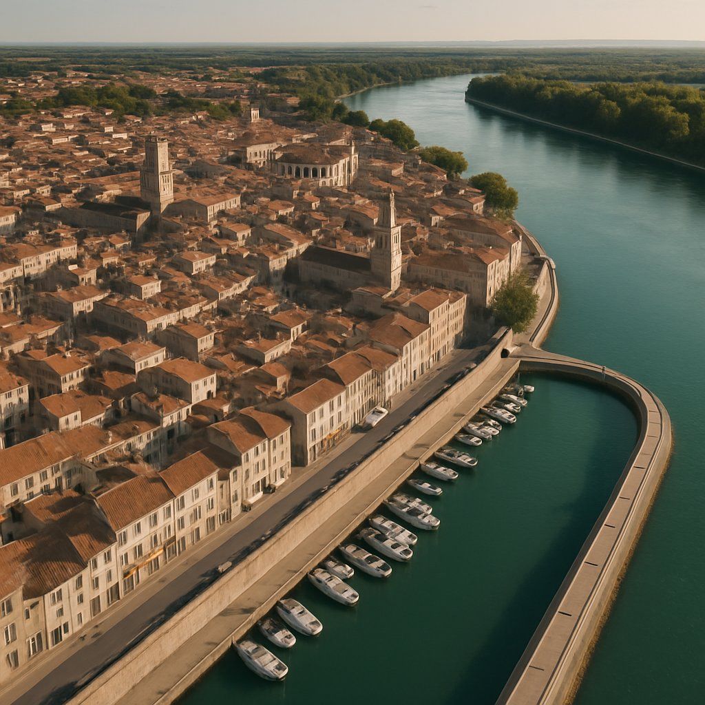Arles, France Cruise Port - overhead view of the Arles itinerary stop located in the Europe - Western Europe cruising region
