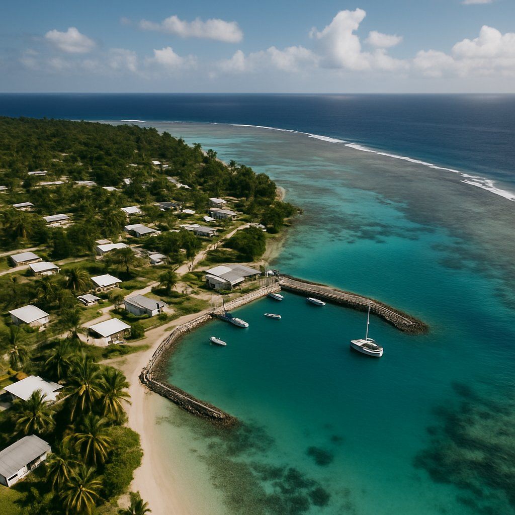Arutanga, Aitutaki, Cook Islands Cruise Port - overhead view of the Arutanga itinerary stop located in the South Pacific cruising region