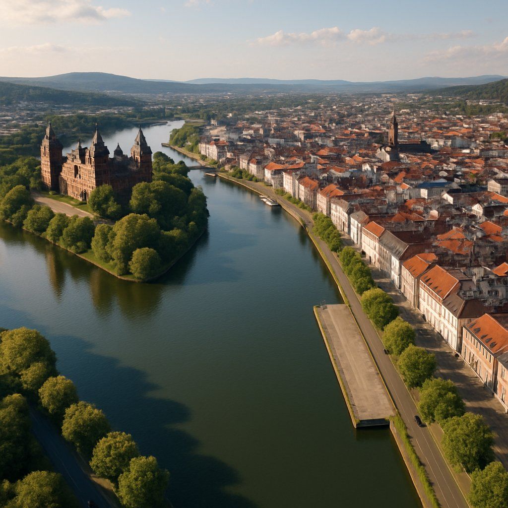Aschaffenberg Cruise Port - overhead view of the Aschaffenberg itinerary stop located in the Europe - Western Europe cruising region