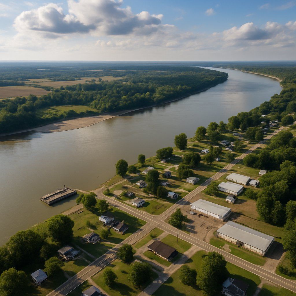 Ashport, Tennessee Cruise Port - overhead view of the Ashport itinerary stop located in the River Cruises - United States cruising region