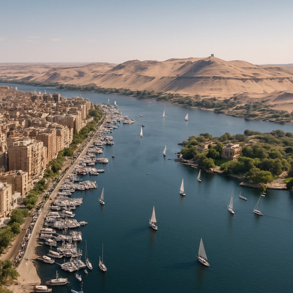 Aswan, Egypt Cruise Port - overhead view of the Aswan itinerary stop located in the Other (Asia/Africa/Middle East) cruising region