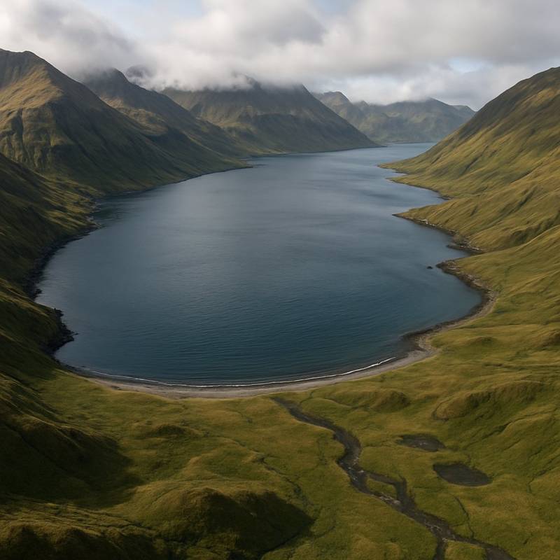 Attu Island, Alaska Cruise Port - overhead view of the Attu Island itinerary stop located in the Alaska cruising region