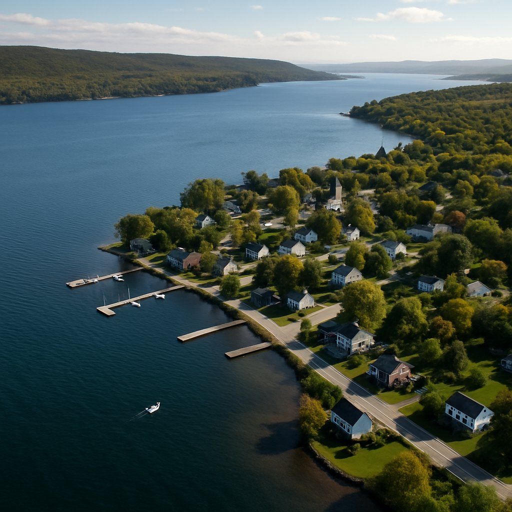 Baddeck, Nova Scotia Cruise Port - overhead view of the Baddeck itinerary stop located in the Canada, New England, New York cruising region
