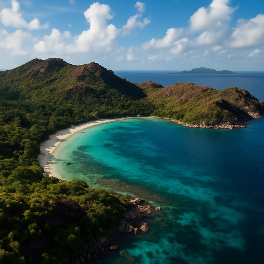 Baie Laraie, Curieuse Island, Seychelles Cruise Port - overhead view of the Baie Laraie itinerary stop located in the Other (Asia/Africa/Middle East) cruising region