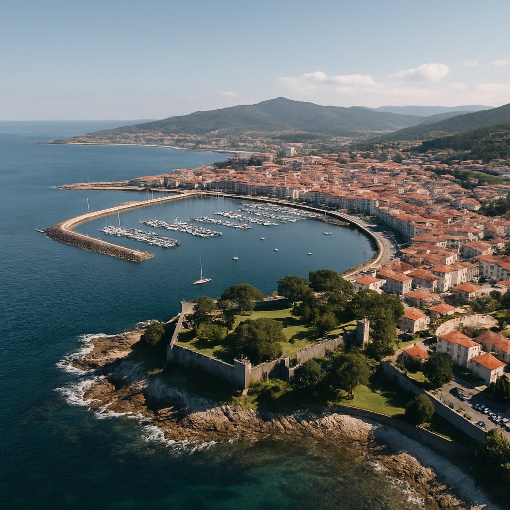 Baiona Spain Cruise Port - overhead view of the Baiona itinerary stop located in the Europe - Western Europe cruising region