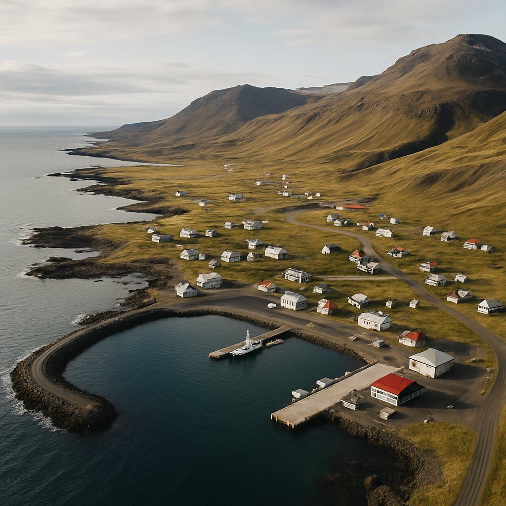 Bakkagerdi, Iceland Cruise Port - overhead view of the Bakkagerdi itinerary stop located in the Polar Regions cruising region
