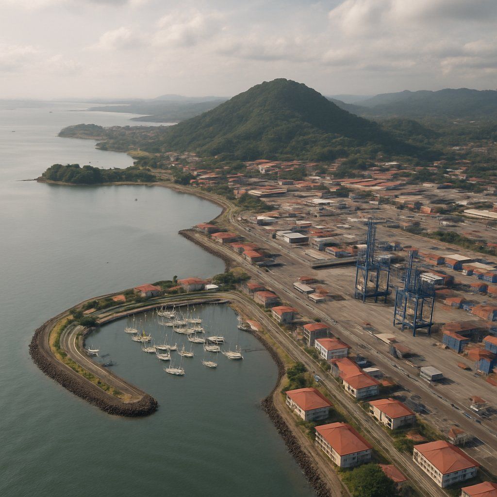 Balboa, Panama Cruise Port - overhead view of the Balboa itinerary stop located in the Central America, Panama Canal cruising region