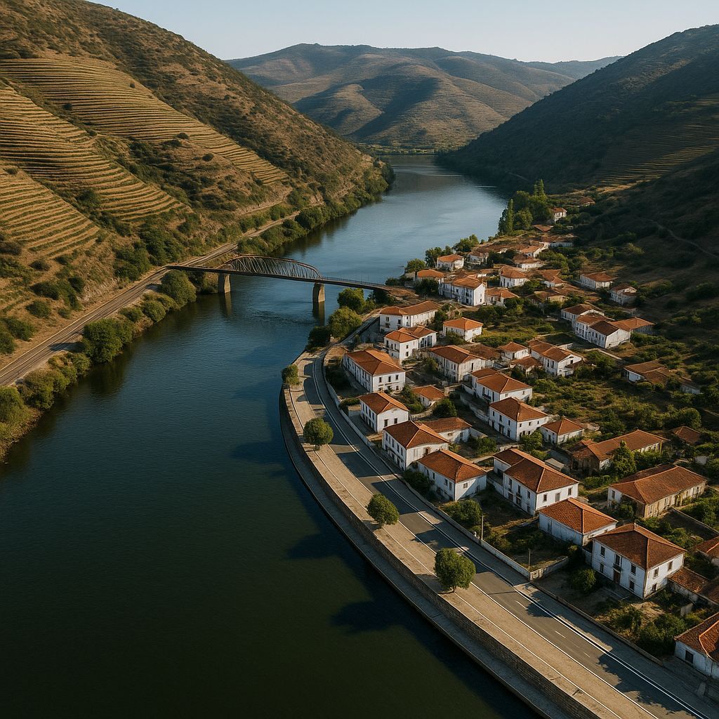 Barca D'alva, Portugal Cruise Port - overhead view of the Barca D'alva itinerary stop located in the Europe - Western Europe cruising region