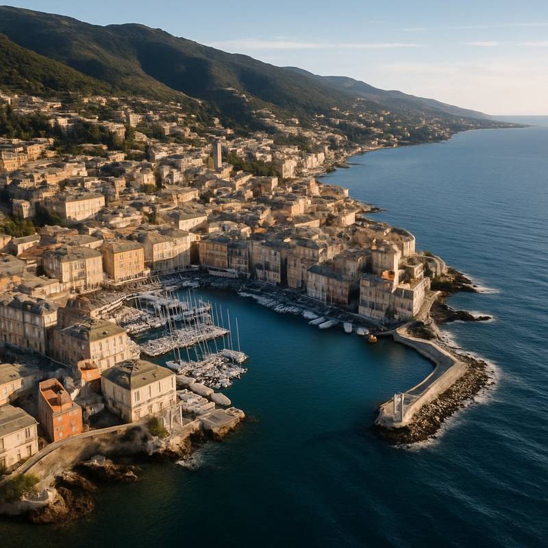 Bastia, Corsica Cruise Port - overhead view of the Bastia itinerary stop located in the Europe - Western Europe cruising region
