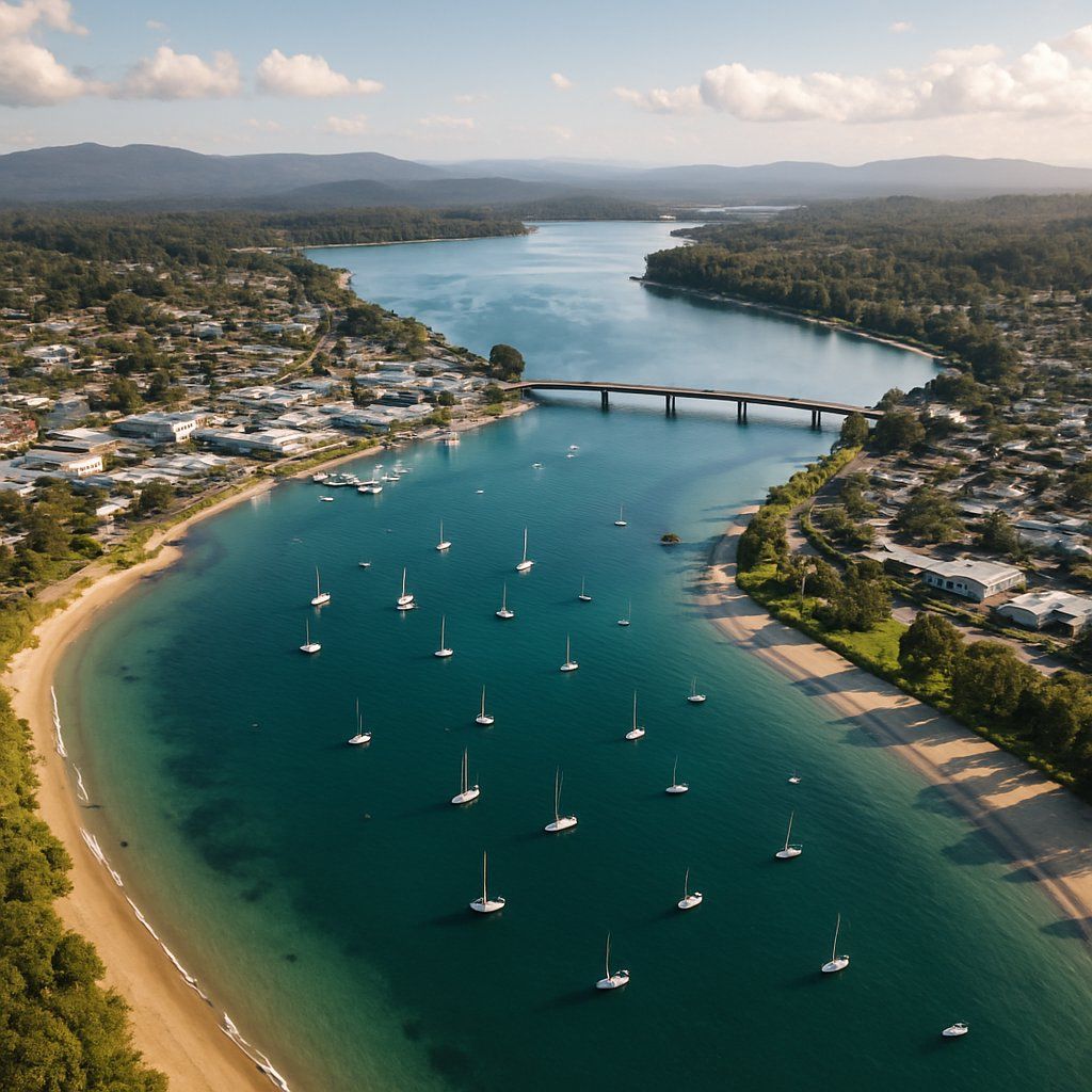 Batemans Bay (canberra), Australia Cruise Port - overhead view of the Batemans Bay itinerary stop located in the South Pacific - Australia cruising region