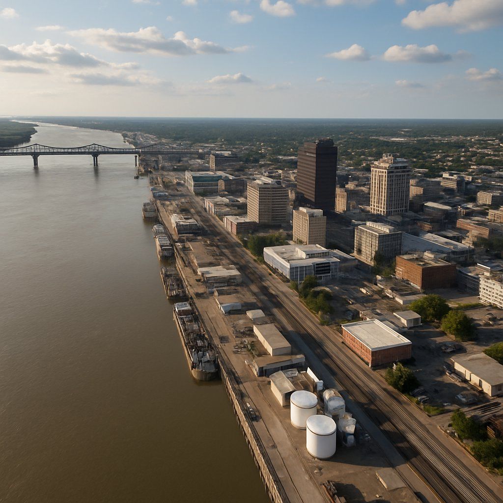 Baton Rouge, Louisiana Cruise Port - overhead view of the Baton Rouge itinerary stop located in the River Cruises - United States cruising region
