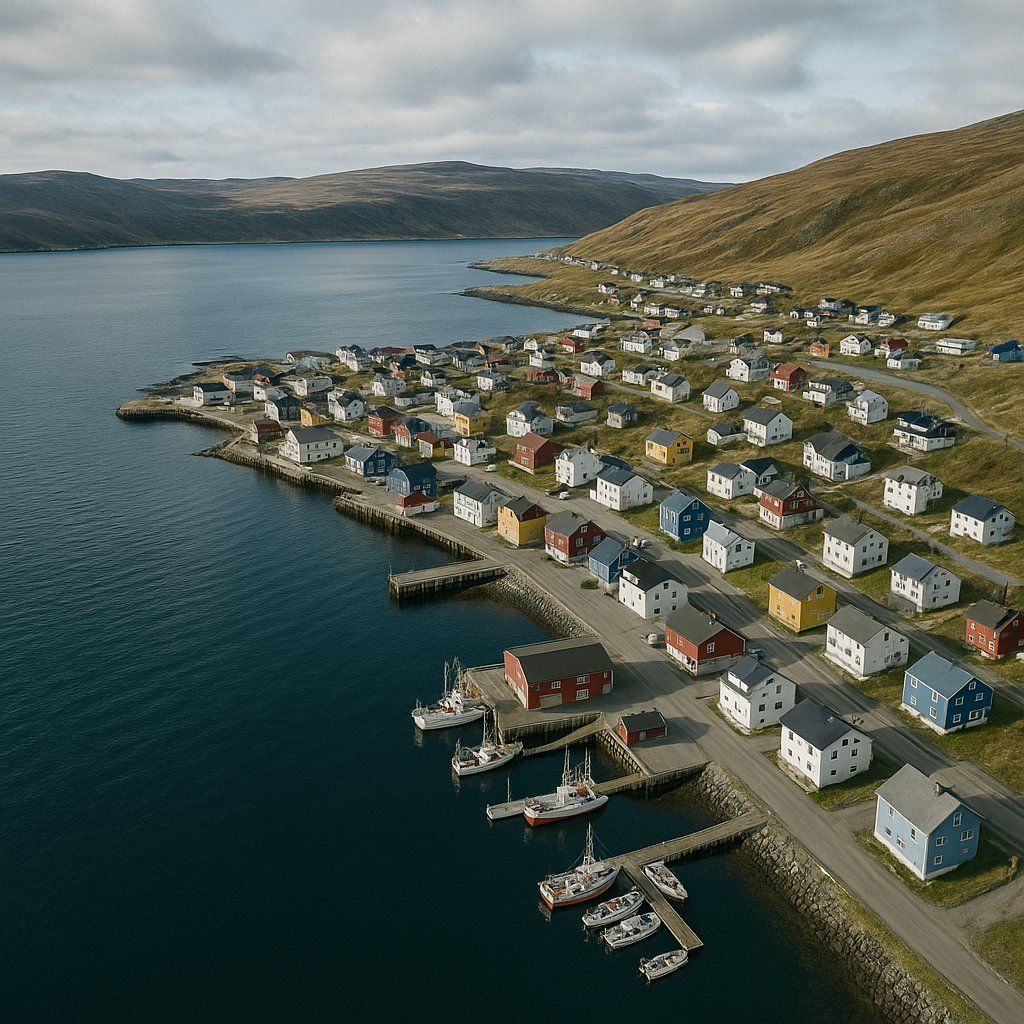 Batsfjord, Norway Cruise Port - overhead view of the Batsfjord itinerary stop located in the Europe - Northern Europe cruising region