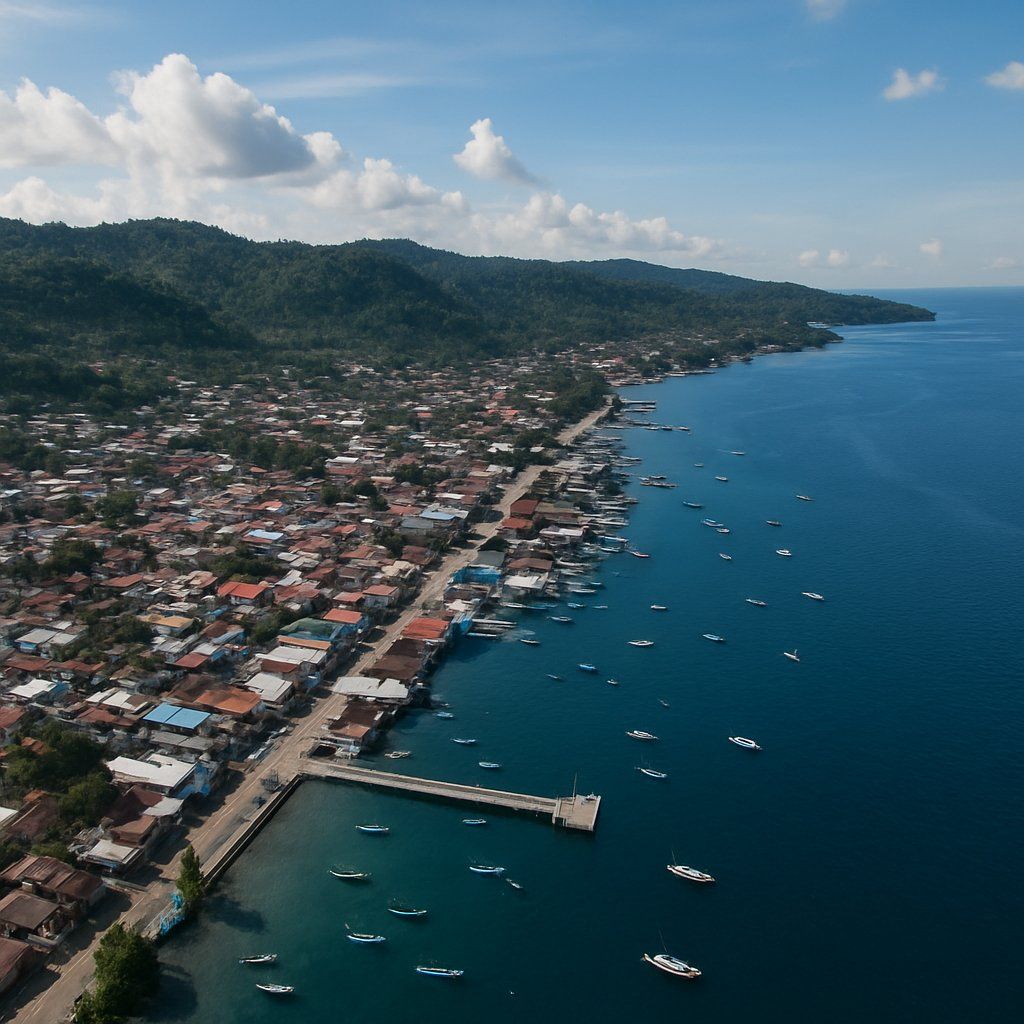 Bau Bau Cruise Port - overhead view of the Bau Bau itinerary stop located in the South Pacific cruising region