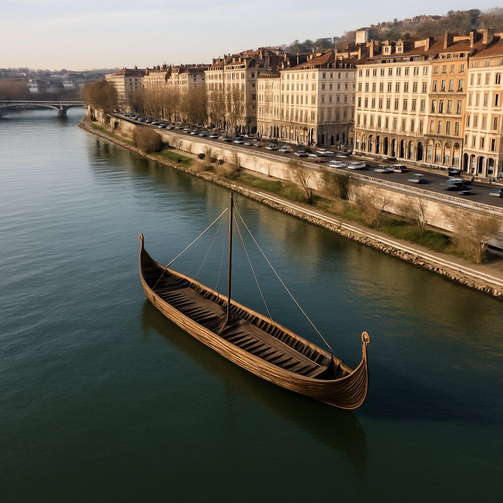 Board Viking Vessel At Lyon Cruise Port - overhead view of the Board At Lyon itinerary stop located in the Europe - Western Europe cruising region