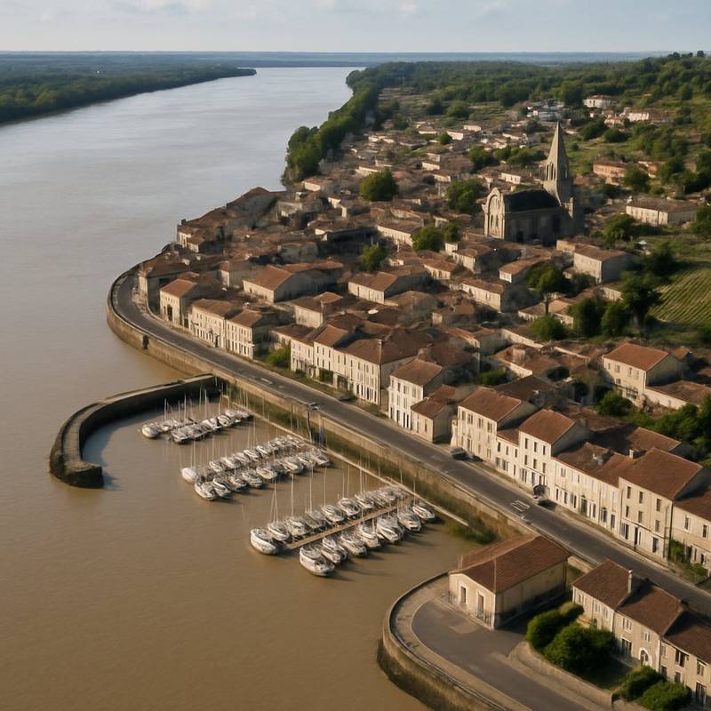 Bourg, France Cruise Port - overhead view of the Bourg itinerary stop located in the Europe - Western Europe cruising region