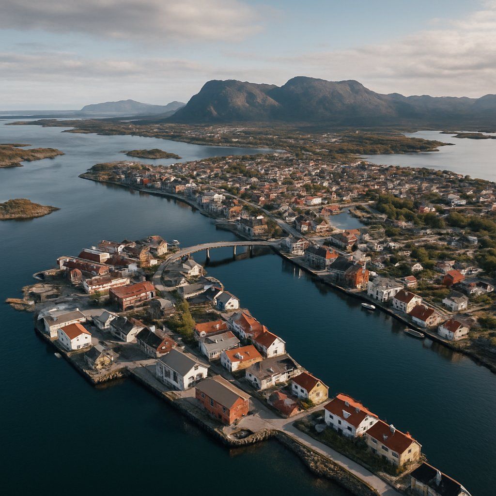 Bronnoysund, Norway Cruise Port - overhead view of the Bronnoysund itinerary stop located in the Europe - Northern Europe cruising region