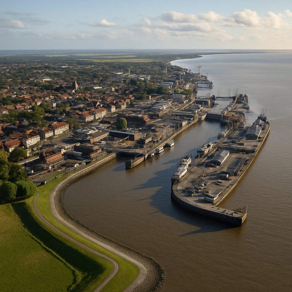 Brunsbuttel Cruise Port - overhead view of the Brunsbuttel itinerary stop located in the Europe - Western Europe cruising region