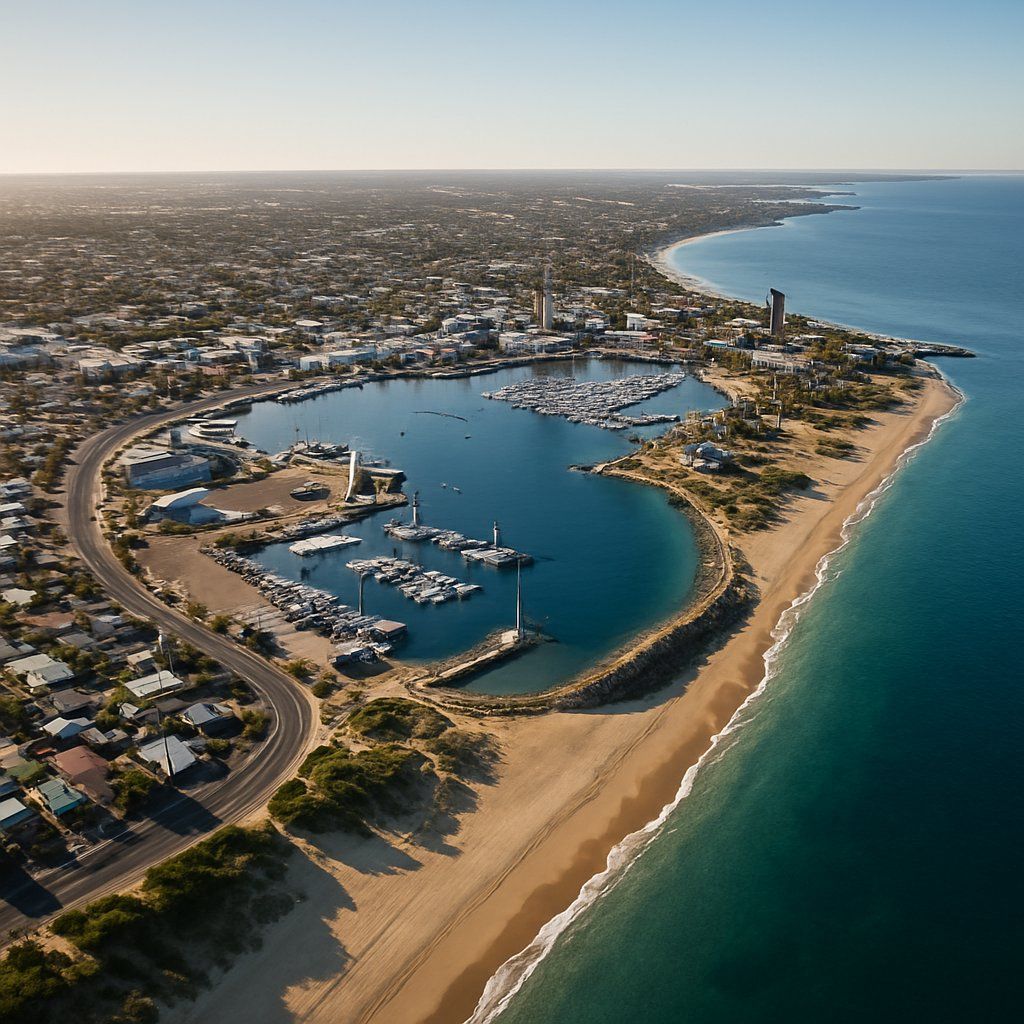 Bunbury, Australia Cruise Port - overhead view of the Bunbury itinerary stop located in the South Pacific - Australia cruising region