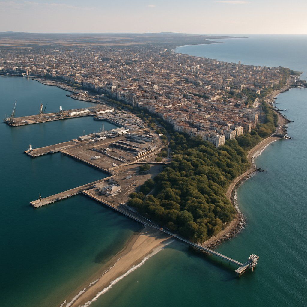 Burgas, Bulgaria Cruise Port - overhead view of the Burgas itinerary stop located in the Europe - Eastern Europe cruising region